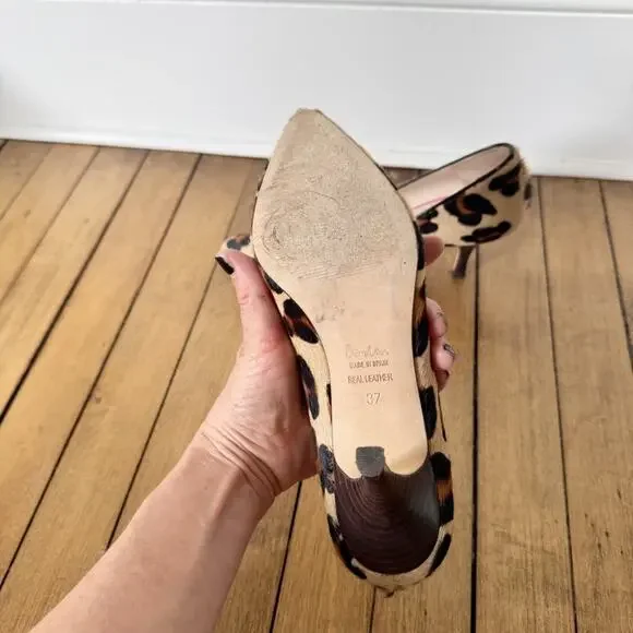 Boden Leopard Calf Hair Pointed Toe Pumps Heels 37 / 7 - Picture 9 of 9